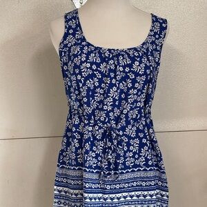 Blue and White Floral Blouse